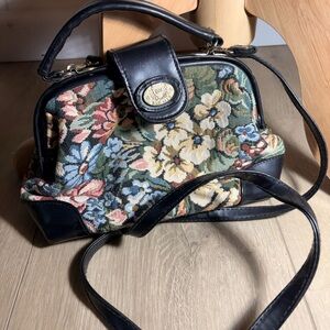 Etienne Aigner Floral Tapestry Crossbody Bag with Black Trim